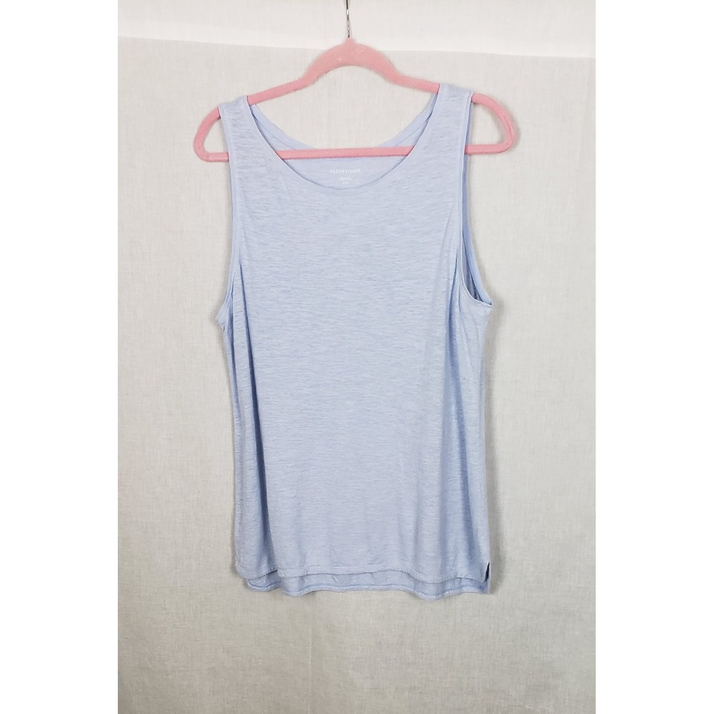 Eileen Fisher Hemp Organic Cotton Slub Tank Top Blue M Coastal Sustainable